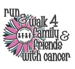 run and walk for family and friends with cancer logo with pink flower